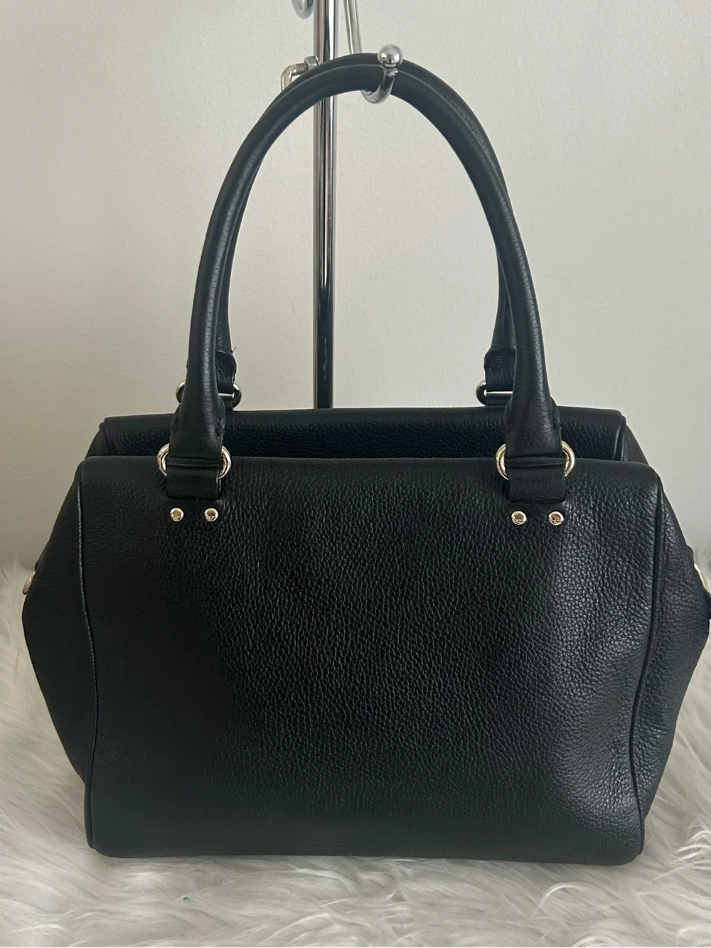 Kate Spade Black Pebbled Leather Satchel Crossbody Shoulder Bag Zip Top everyday